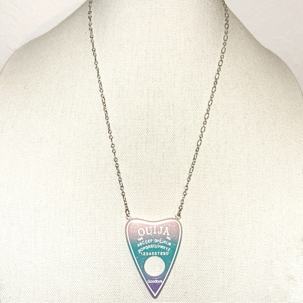 Silver, Purple, and Blue Ouija Planchette Necklace